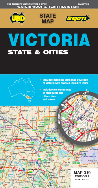 Victoria State & Cities Map 319 9th ed (waterproof)