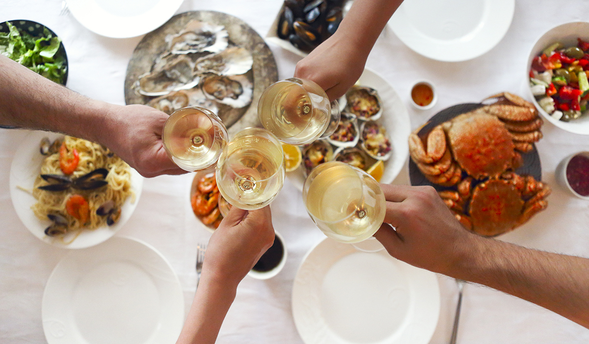 Seafood and white wine