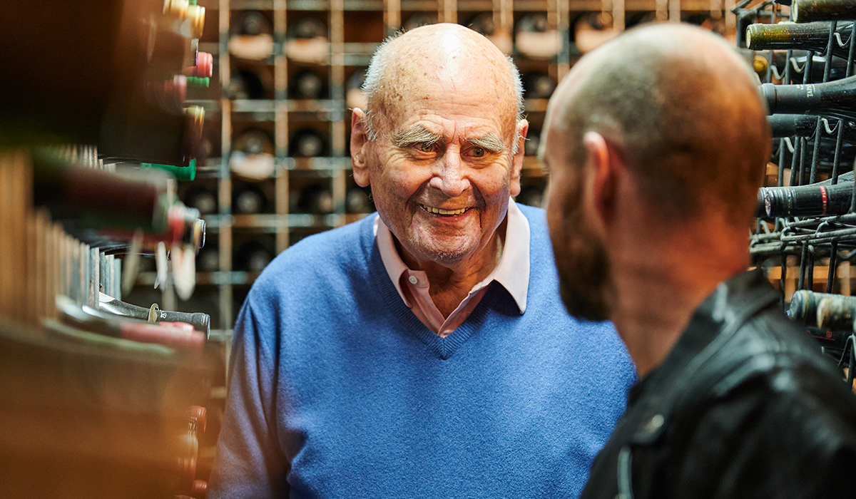 James Halliday in his cellar with Campbell Mattinson