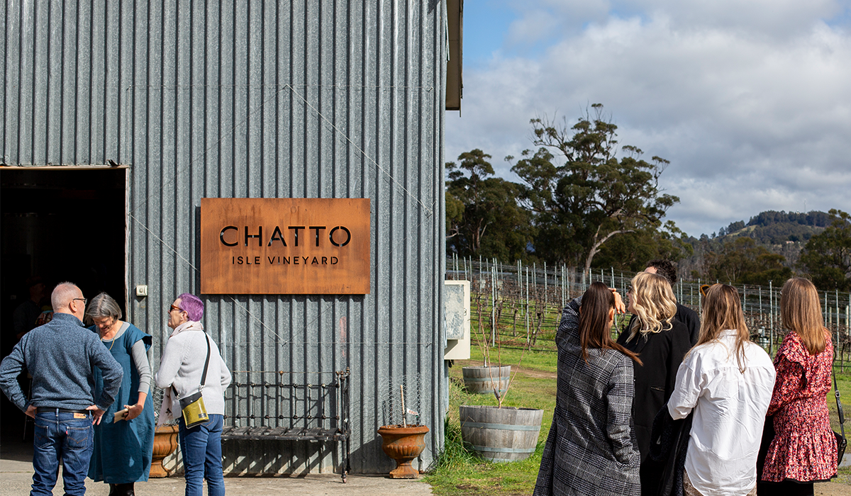 Chatto cellar door with the vineyard in the background