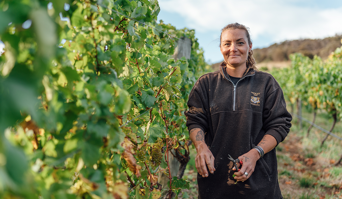 Hannah McKay in the vineyard