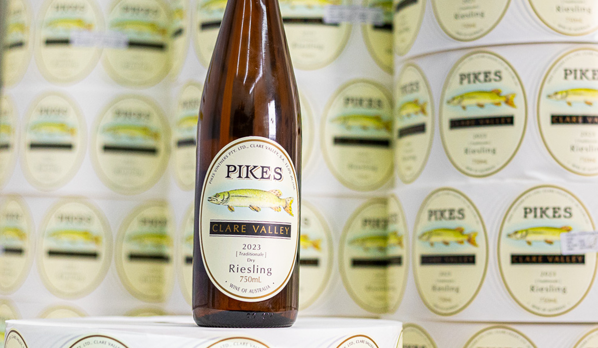 Pikes wine label and riesling