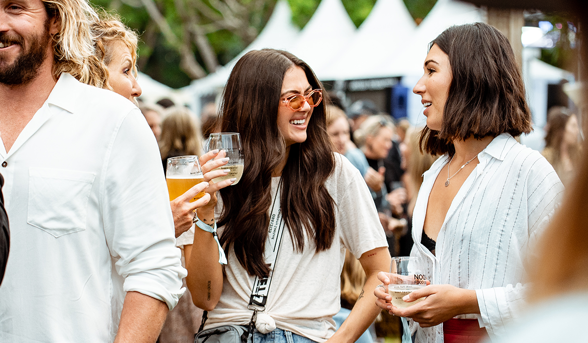 Attendees at the Noosa Eat and Drink Festival Village