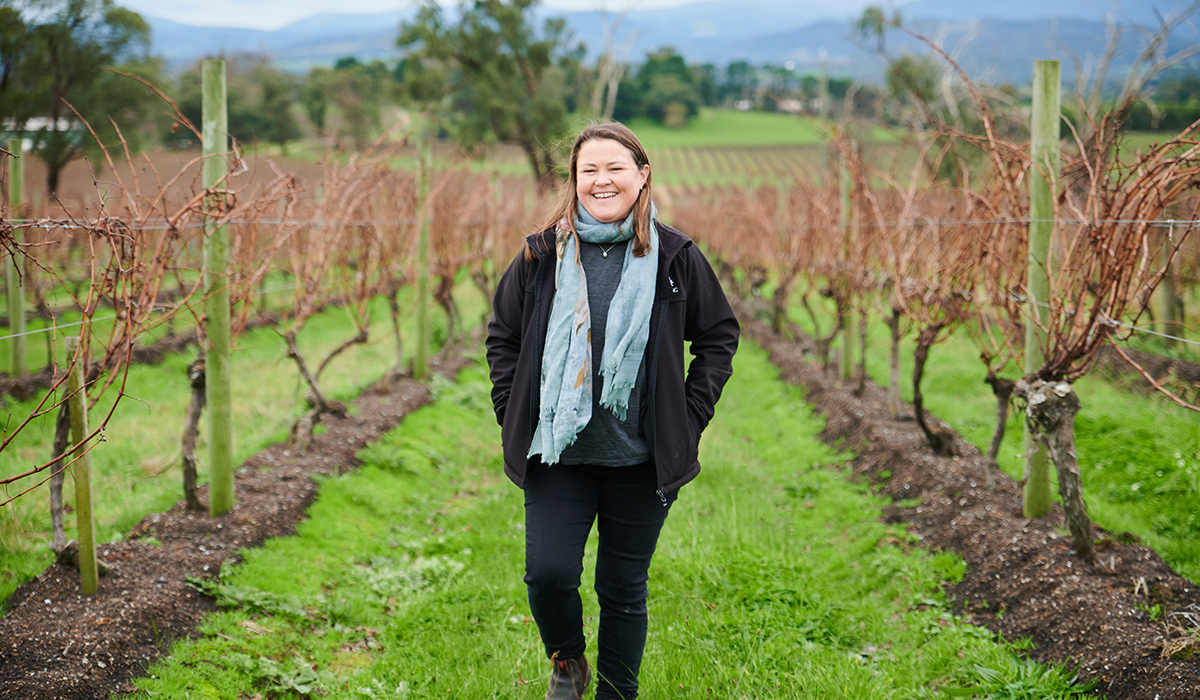 Sarah Crowe in the Vineyard