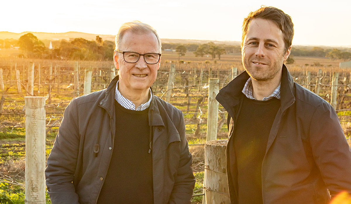Two men in vineyard
