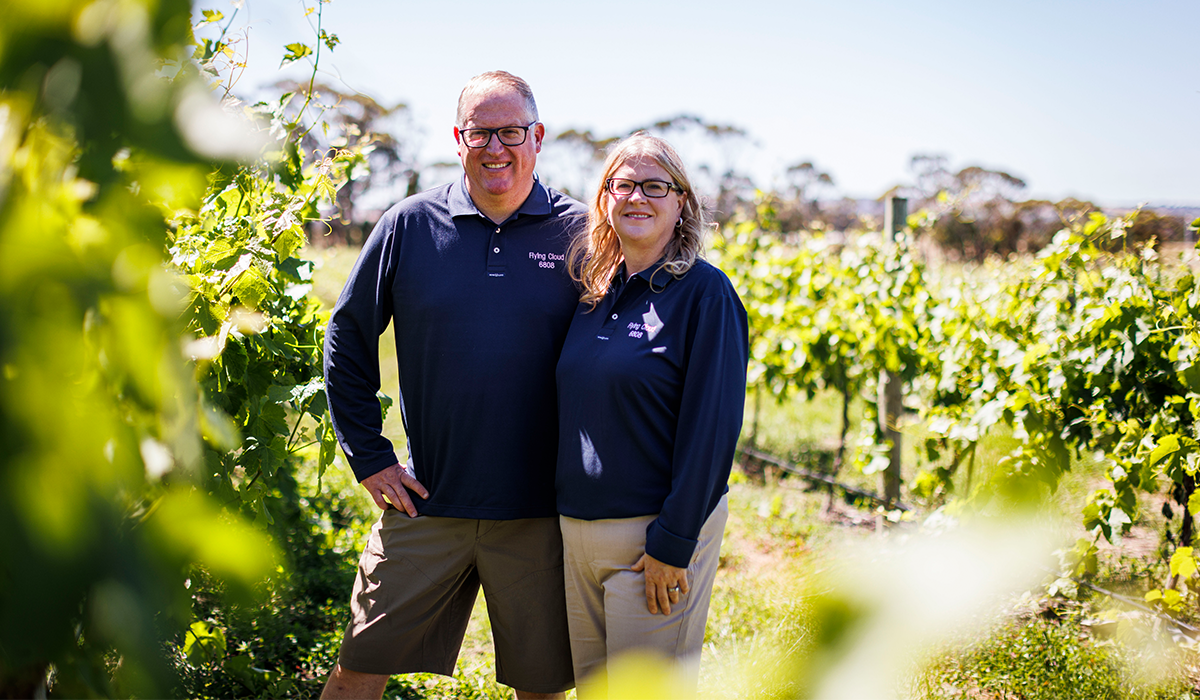 Pine Drive owners in the vineyard