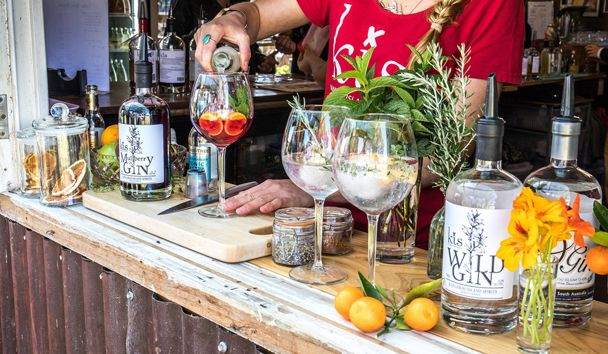 Cocktails being poured at Kangaroo Island Spirits