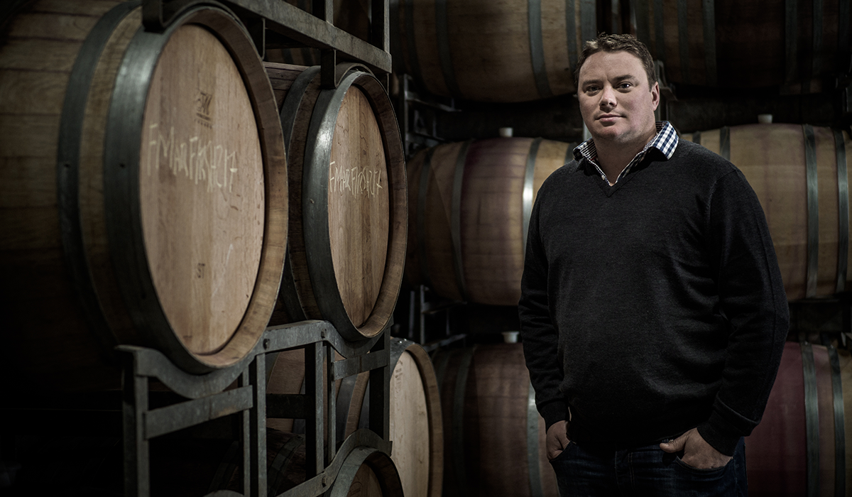 Nick O'Leary in the barrel room