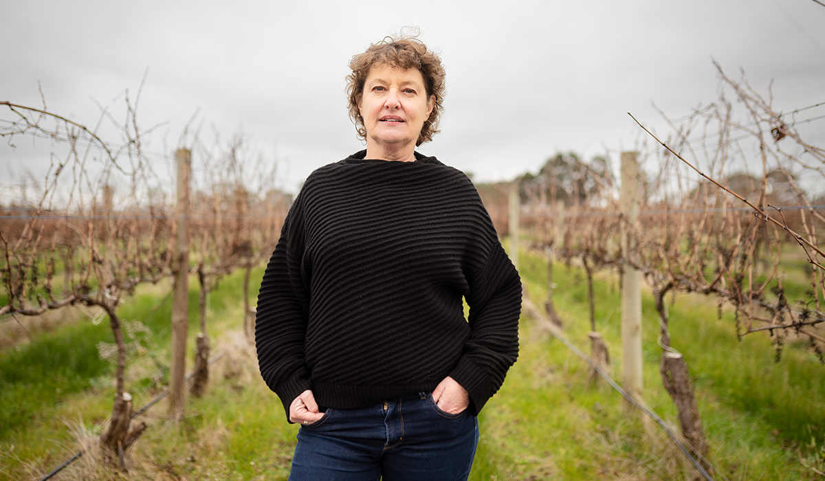 Kate Goodman in the vineyard