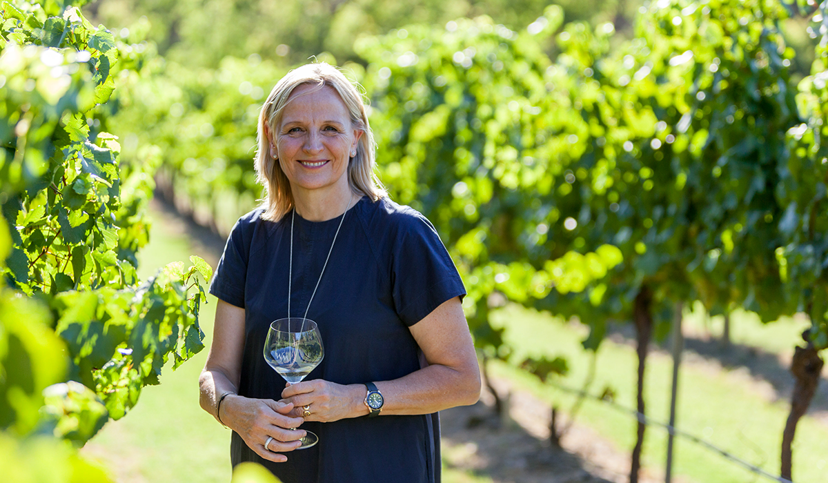 Karin Adcock from Winmark Wines in the vineyard