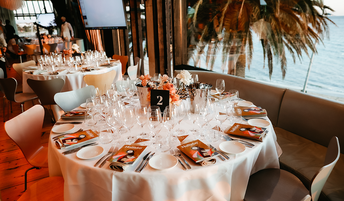 Table settings at Stokehouse, St Kilda at the 2023 Halliday Awards event