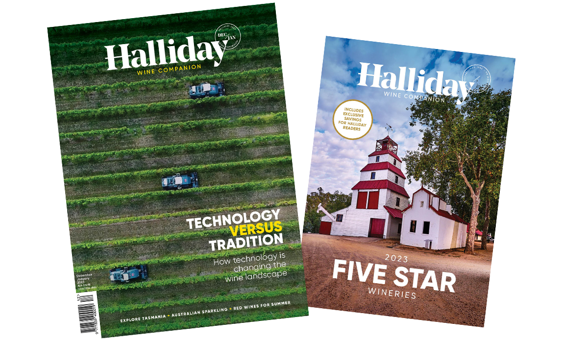 Covers of latest issue of Halliday magazine and 5-star wineries mini-magazine