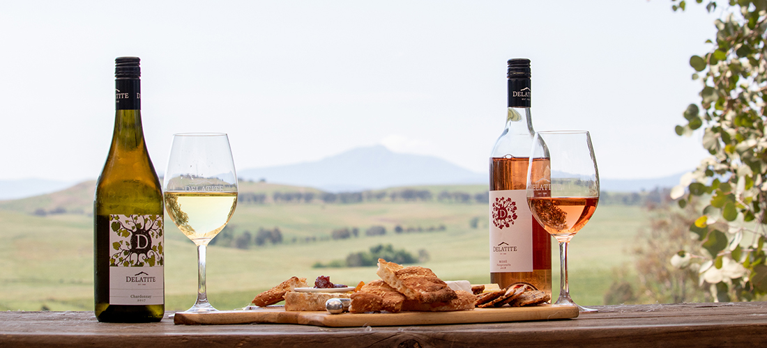 Delatite wines and platters with the vineyard views