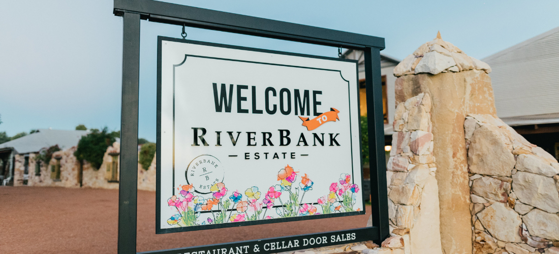 RiverBank Estate welcome sign