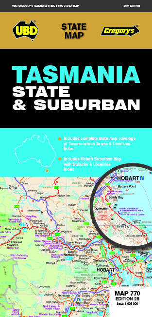 Tasmania State & Suburban Map 770 28th ed